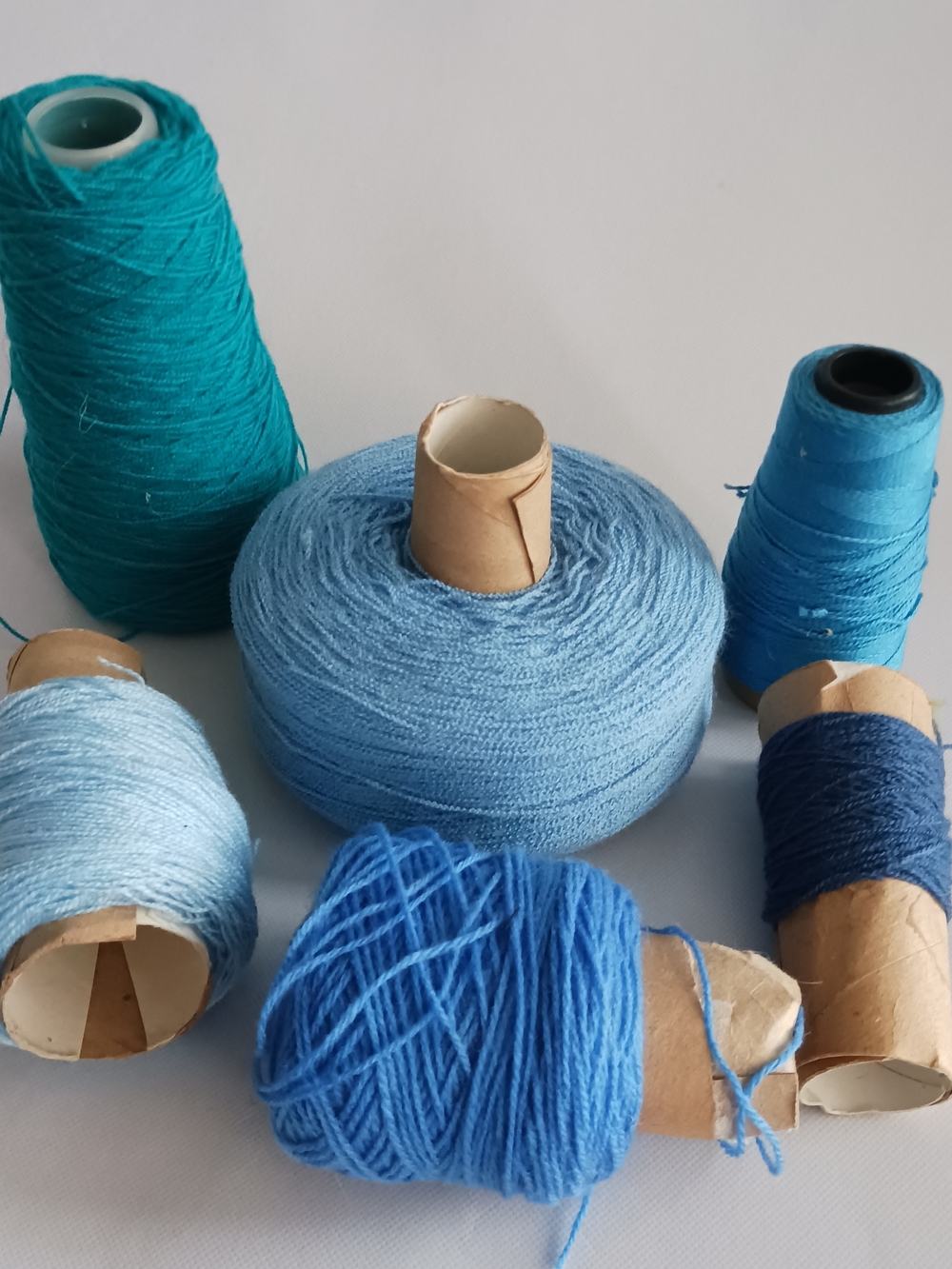 Blue Yarn on Cones